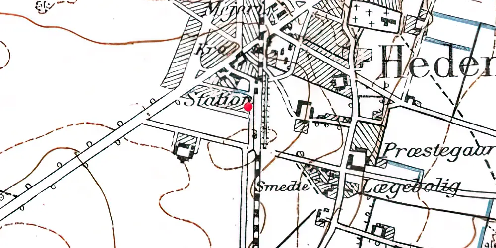 Historisk kort over Hedensted Station [1868-1974]