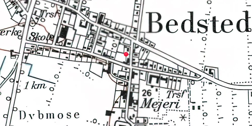 Historisk kort over Bedsted Løgum (Smalspor) Station 