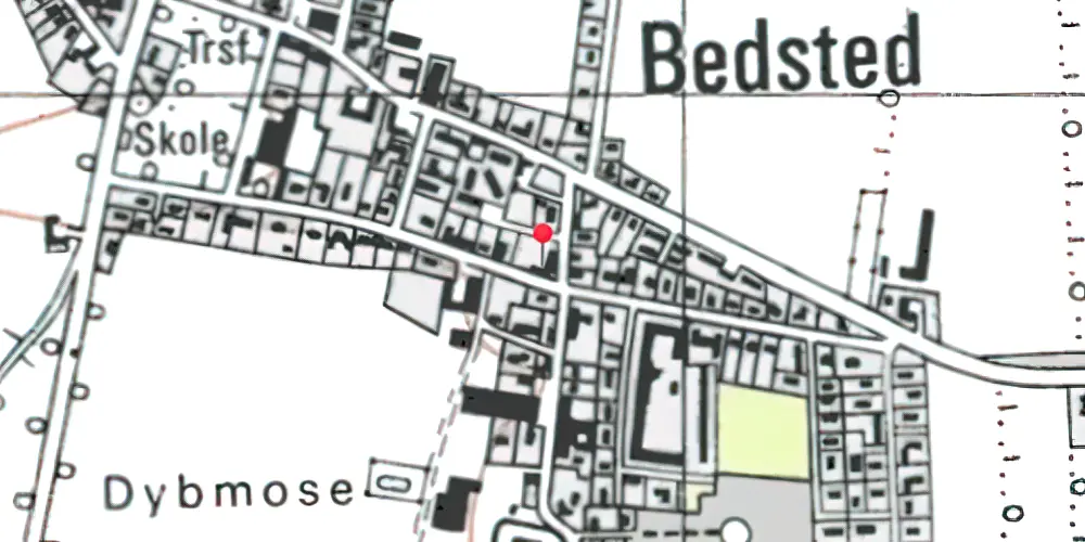 Historisk kort over Bedsted Løgum (Smalspor) Station