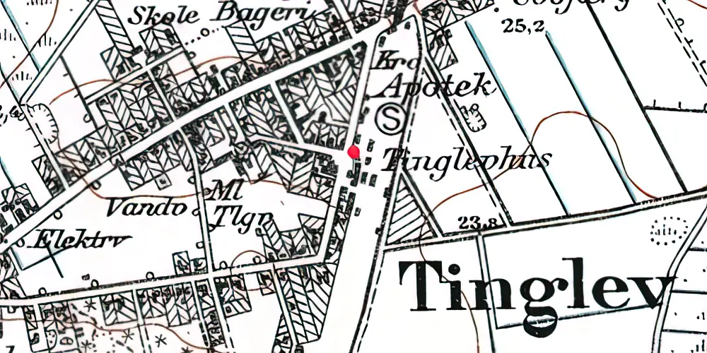 Historisk kort over Tinglev Station [1864-1957]