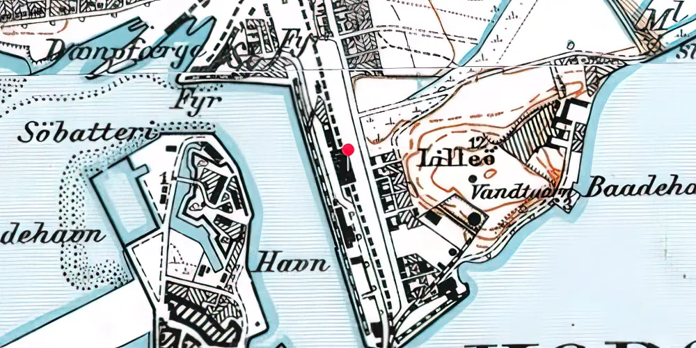 Historisk kort over Korsør Station [1856-1907]