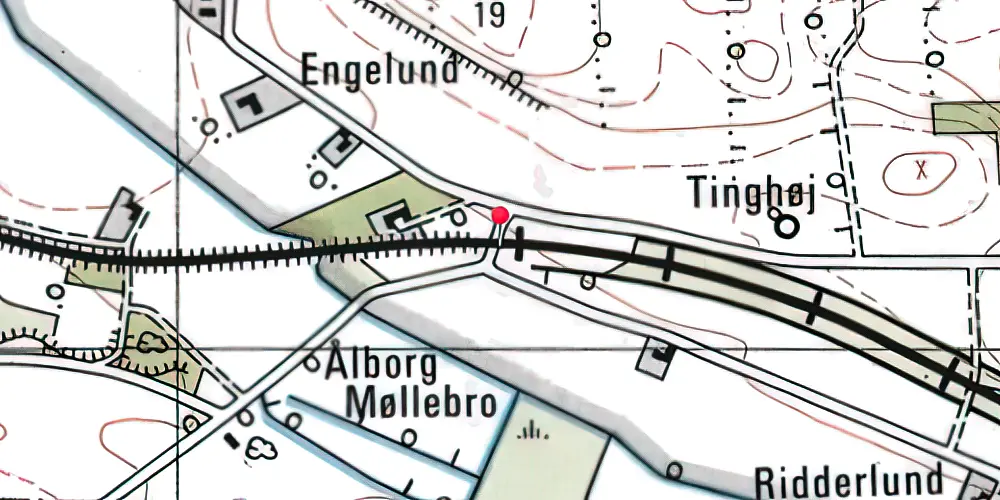 Historisk kort over Nødager Trinbræt med Sidespor
