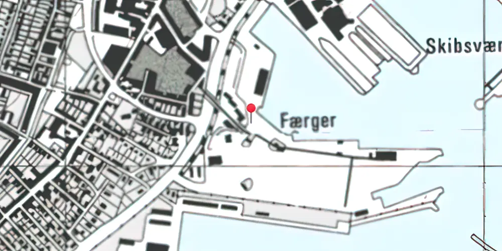 Historisk kort over Frederikshavn Havnestation [1960-1977]