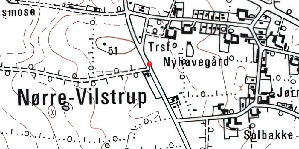 Historisk kort over Nørre Vilstrup Station 