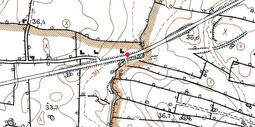 Historisk kort over Olufskær Trinbræt med Sidespor