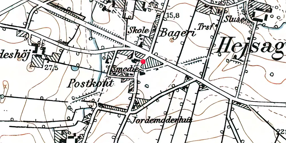 Historisk kort over Hejsager Station