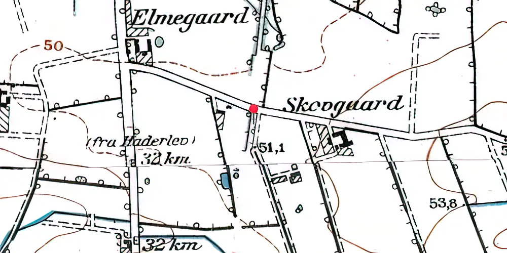 Historisk kort over Skodborgskov Holdeplads med sidespor