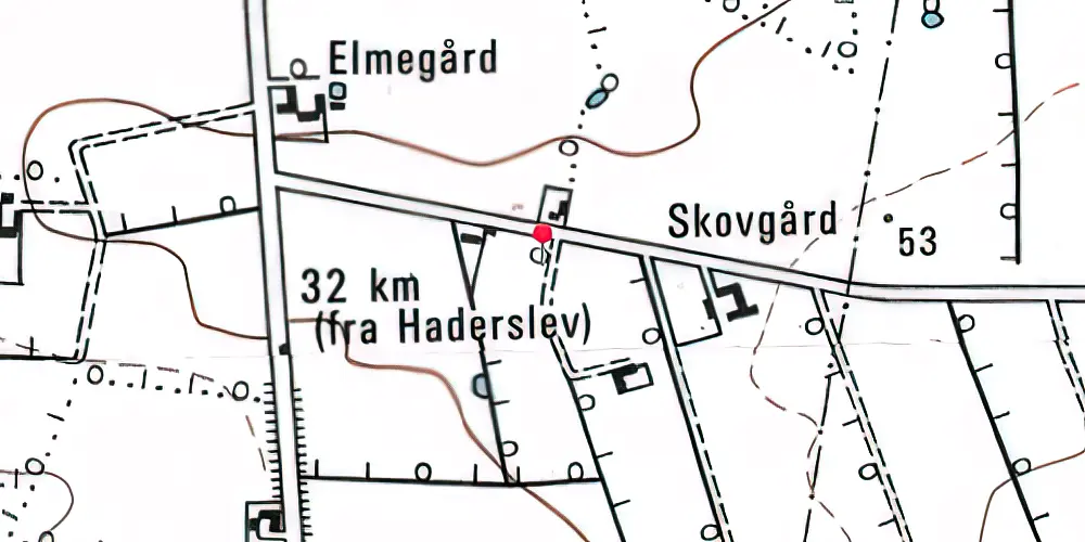 Historisk kort over Skodborgskov Holdeplads med sidespor 