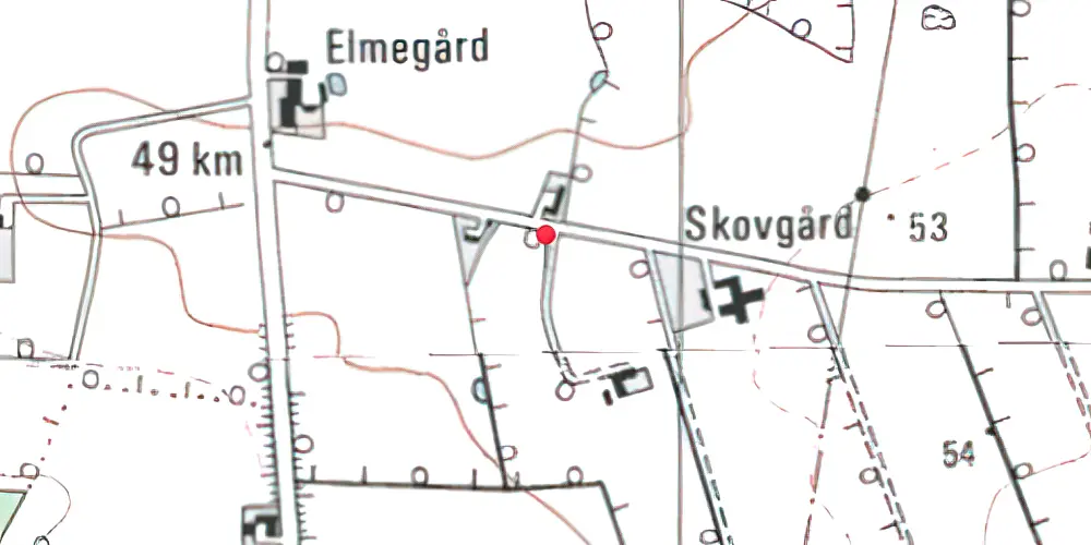 Historisk kort over Skodborgskov Holdeplads med sidespor 