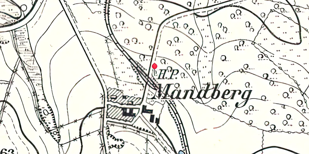 Historisk kort over Mandbjerg Holdeplads med sidespor 