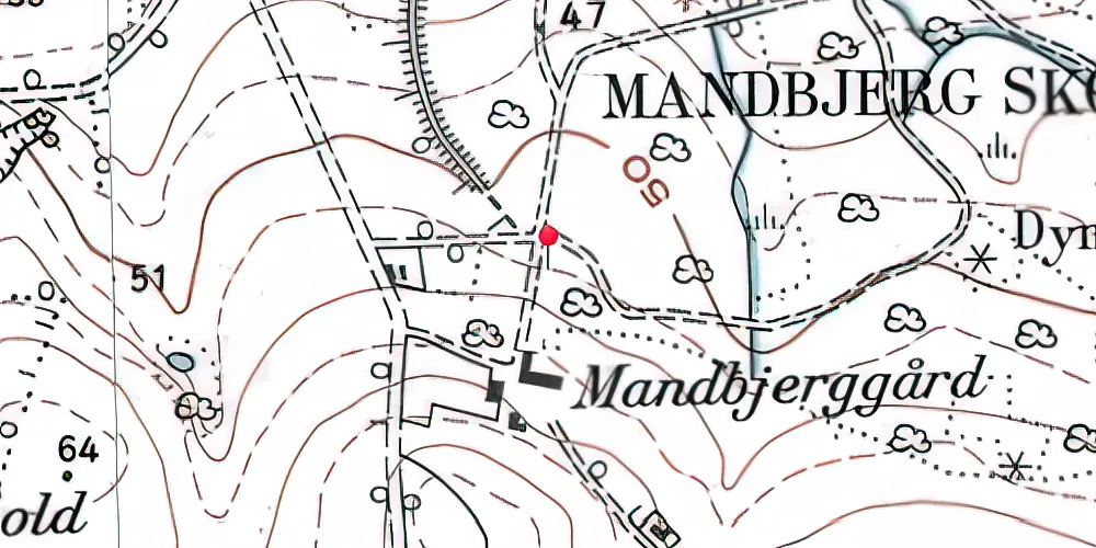 Historisk kort over Mandbjerg Holdeplads med sidespor