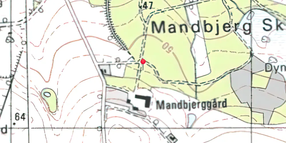 Historisk kort over Mandbjerg Holdeplads med sidespor 