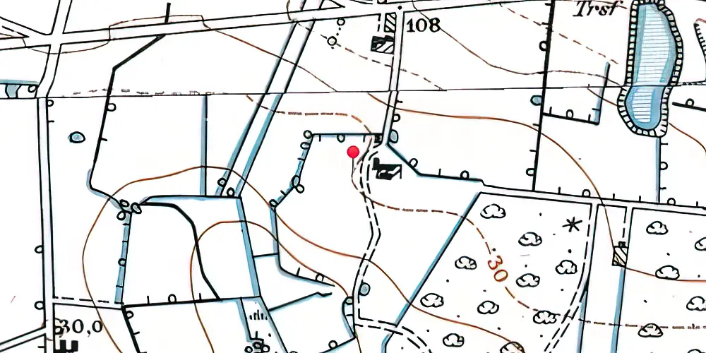 Historisk kort over Fjersted Trinbræt med Sidespor 
