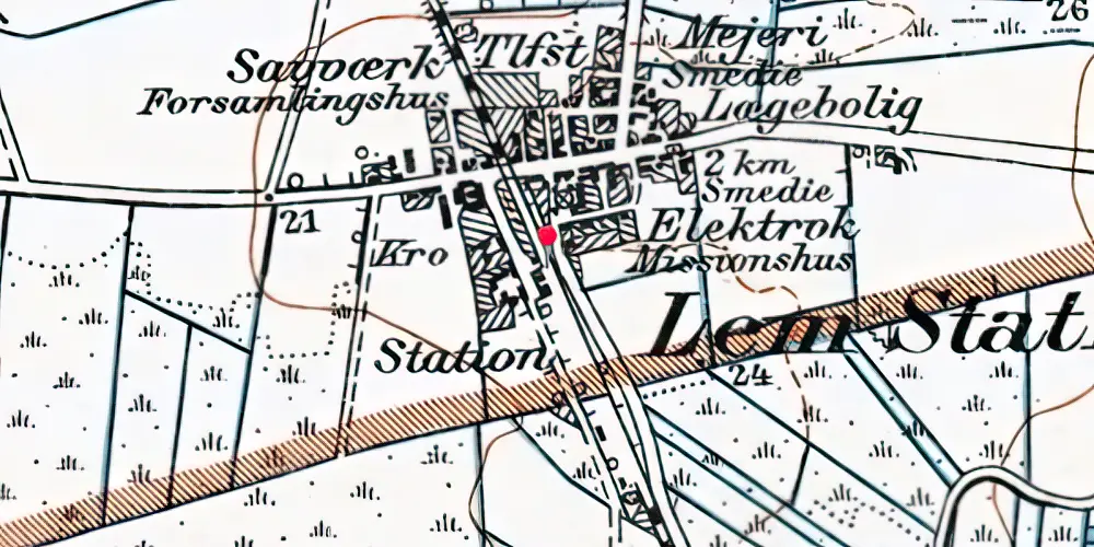 Historisk kort over Lem Station 