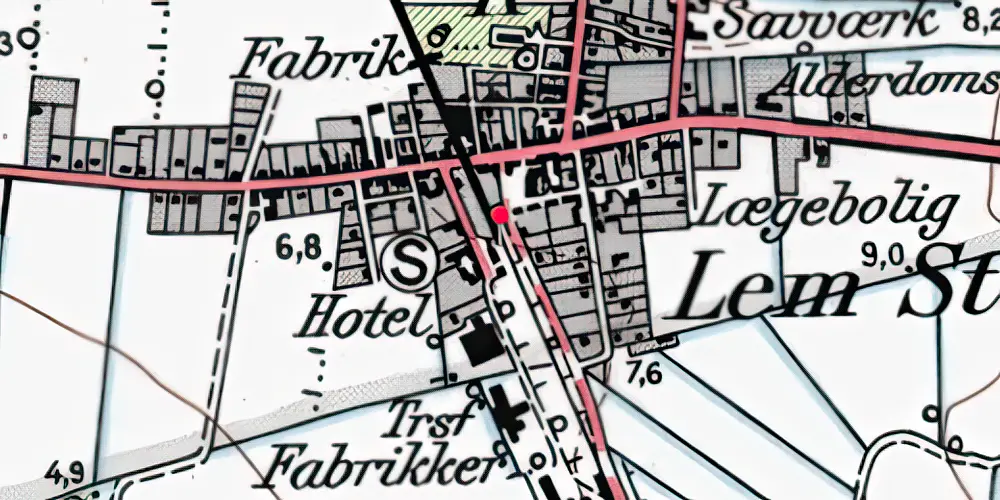Historisk kort over Lem Trinbræt
