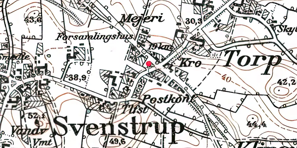 Historisk kort over Svenstrup (Als) Stationskro