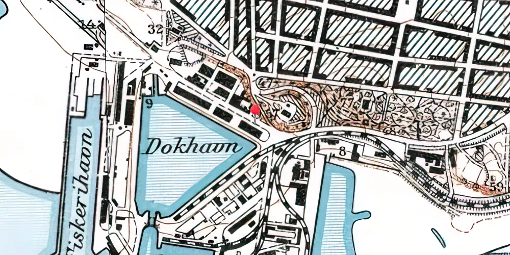 Historisk kort over Esbjerg Havn Teknisk Station 