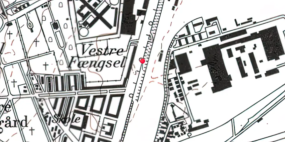 Historisk kort over Bavnehøj (Nord) Teknisk Station