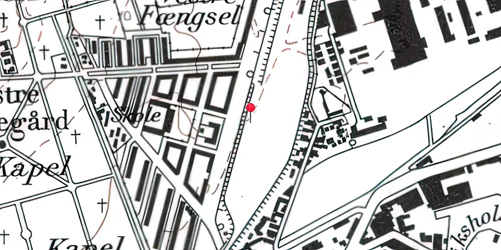 Historisk kort over Bavnehøj (Syd) Teknisk Station