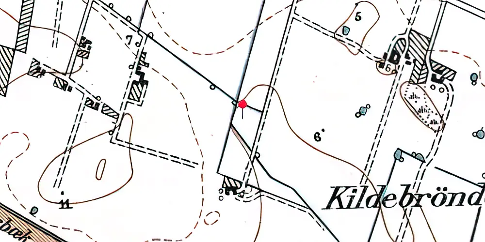 Historisk kort over Kildebrønde Teknisk Station