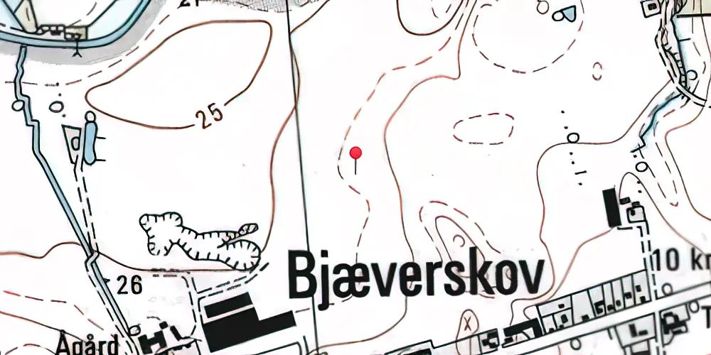 Historisk kort over Bjæverskov Teknisk Station 