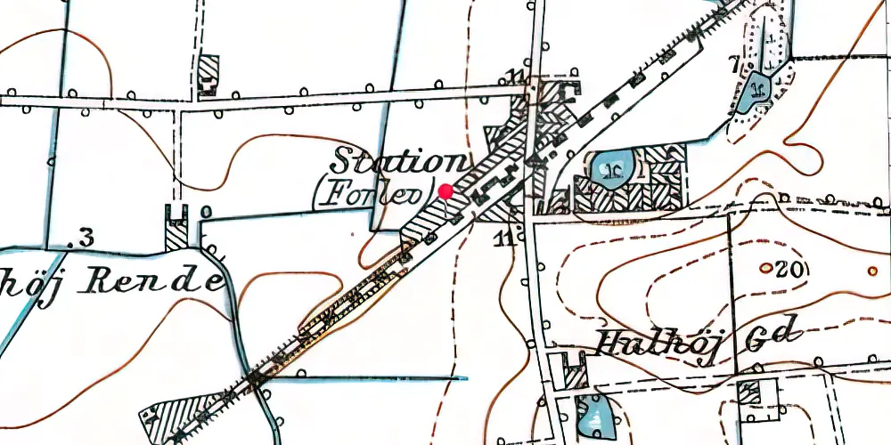 Historisk kort over Forlev Teknisk Station 