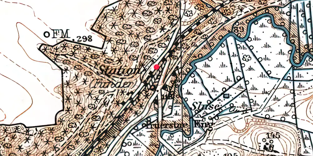 Historisk kort over Funder Teknisk Station 