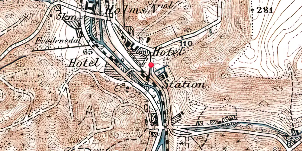 Historisk kort over Grejsdal Teknisk Station 