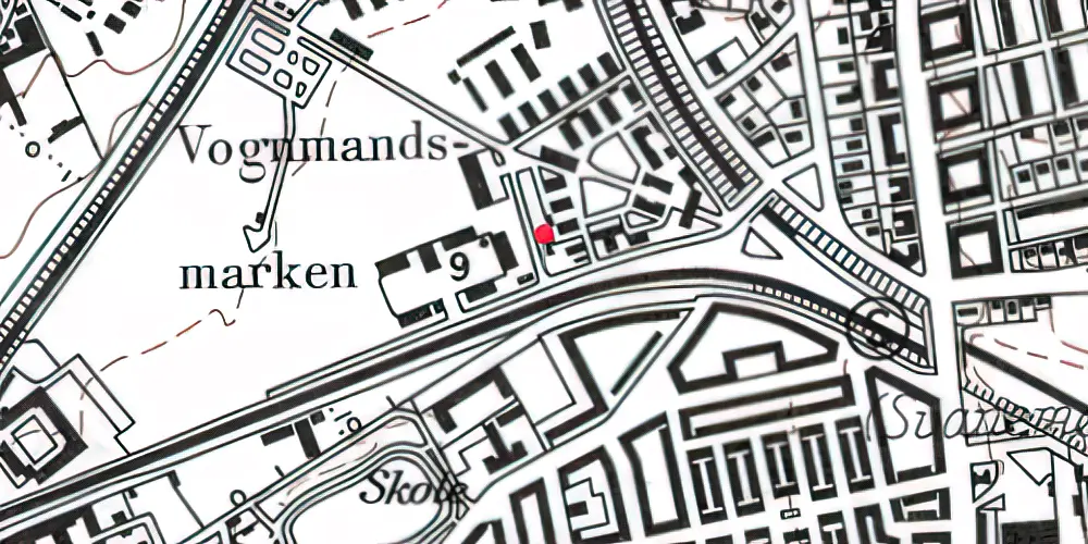 Historisk kort over Svanemøllen Teknisk Station
