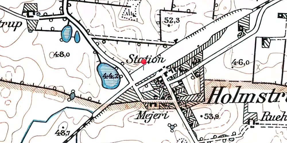 Historisk kort over Holmstrup Trinbræt