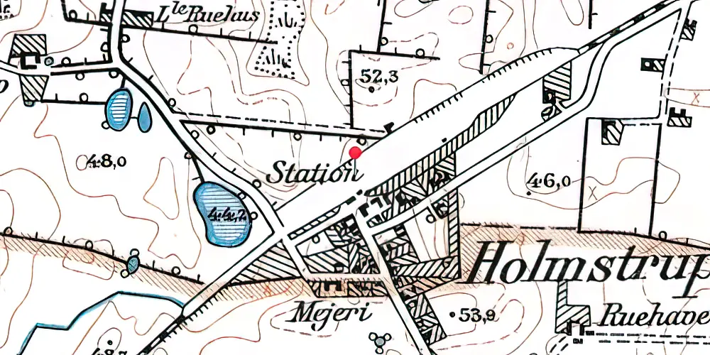 Historisk kort over Holmstrup Holdeplads [1865-1890]