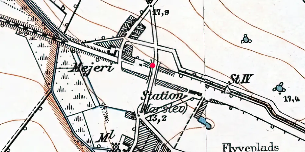 Historisk kort over Marslev Station [1865-1908]