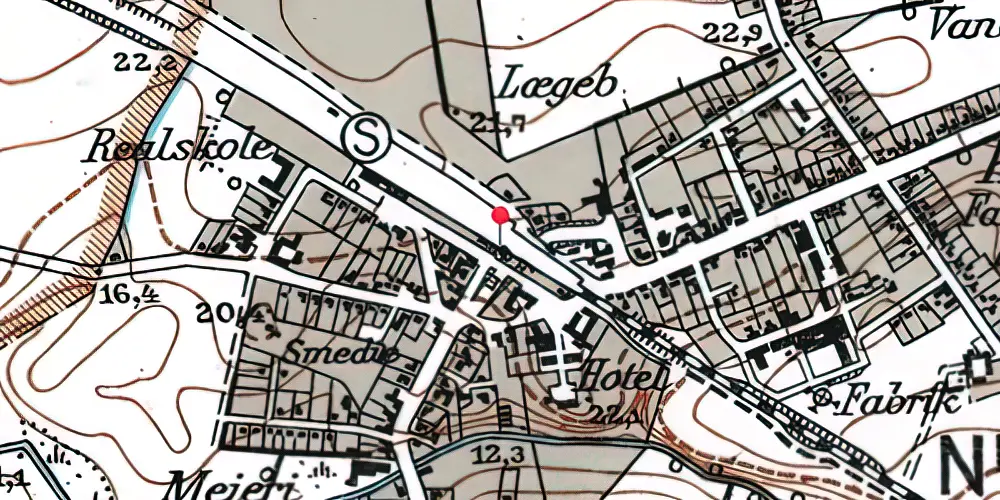 Historisk kort over Nørre Aaby Station [1865-1909]
