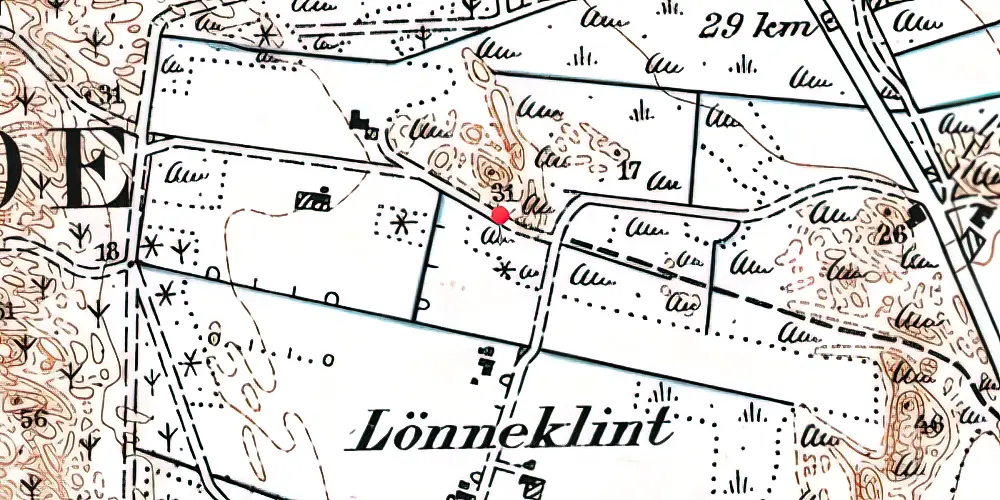 Historisk kort over Kragelund Trinbræt med Sidespor