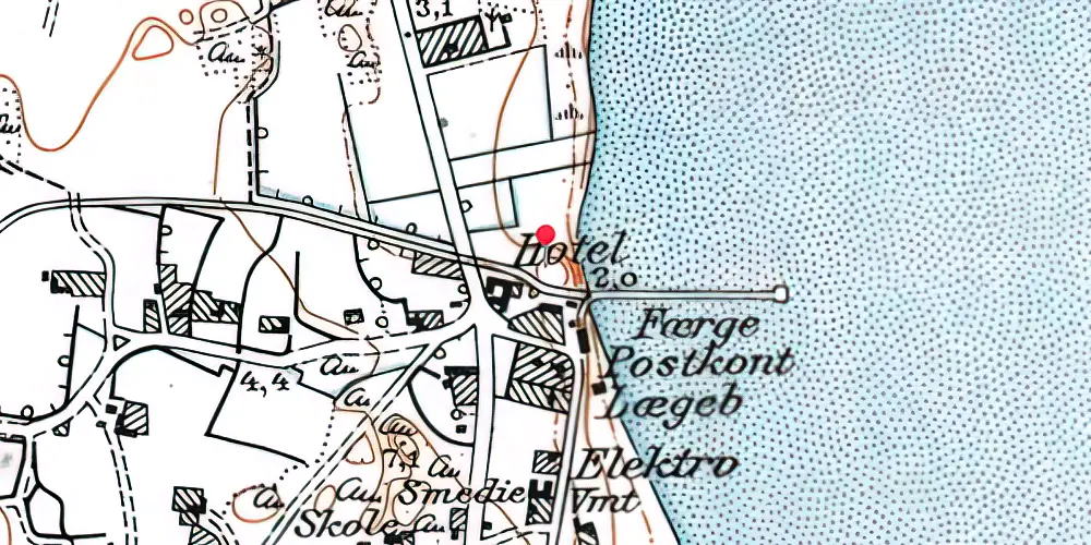 Historisk kort over Kongsmark Færgebro Station
