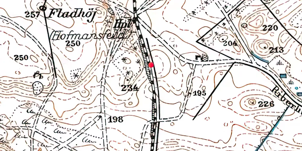 Historisk kort over Hofmansfeld Sidespor 