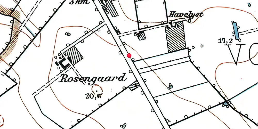 Historisk kort over Rosengårdcentret Letbanestation