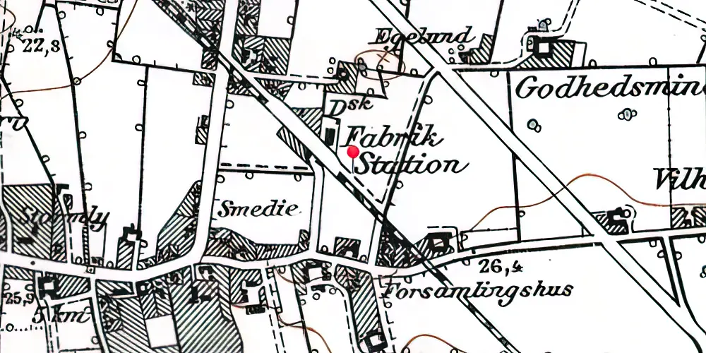 Historisk kort over Hjallese Station Letbanestation