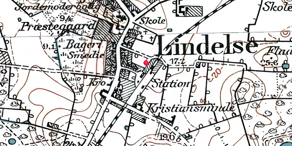 Historisk kort over Lindelse Station