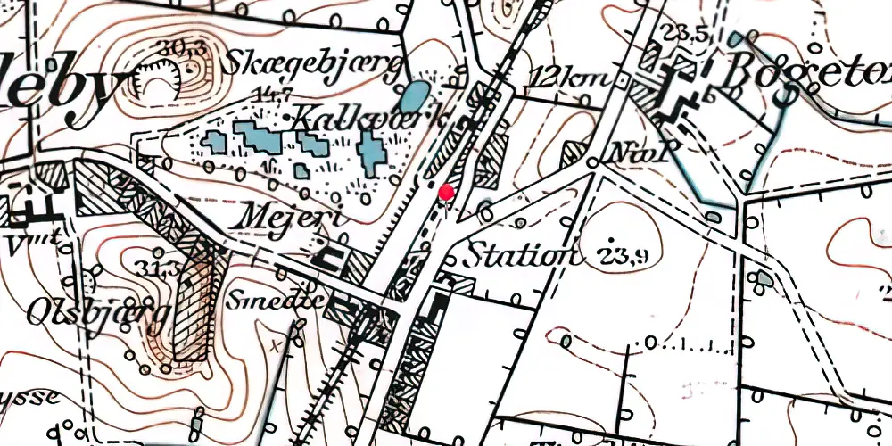 Historisk kort over Kædeby Station