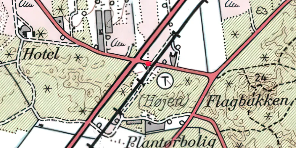 Historisk kort over Højen Trinbræt
