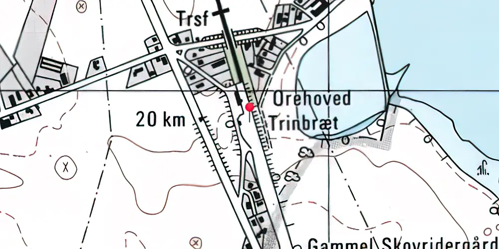 Historisk kort over Orehoved (midlertidig) Trinbræt