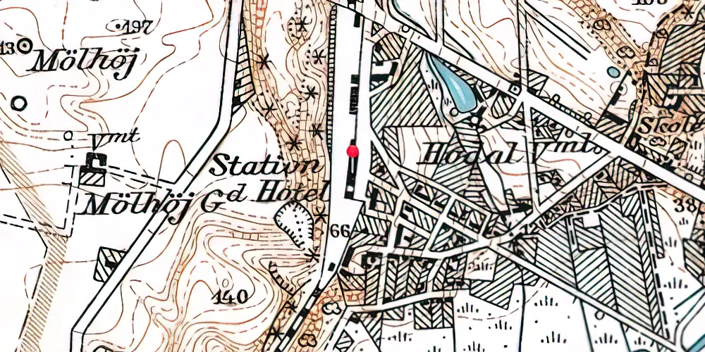 Historisk kort over Hobro Station [1869-1893]