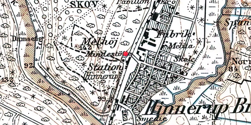 Historisk kort over Hinnerup Station [1862-1911]