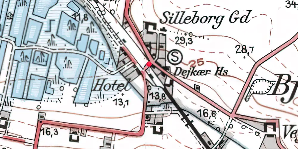 Historisk kort over Bjerregrav Billetsalgssted [1869-1905]
