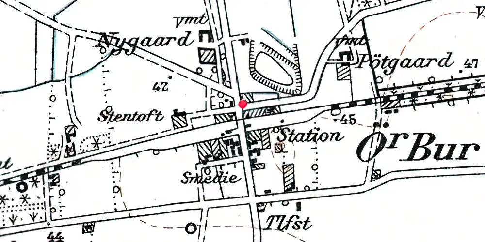 Historisk kort over Bur Billetsalgssted [1875-1909]