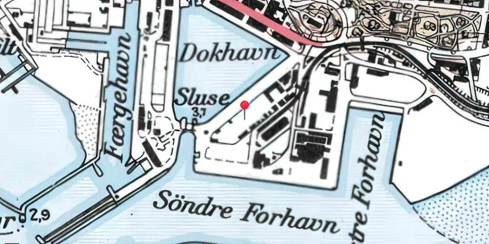 Historisk kort over Esbjerg Havn (Englandsstation) Station