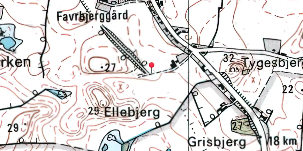 Historisk kort over Østerskovvejen Trinbræt