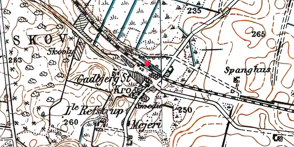 Historisk kort over Gadbjerg Station [1894-1969]