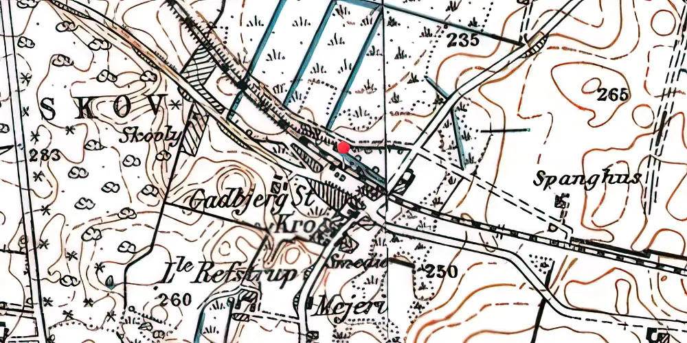 Historisk kort over Gadbjerg Teknisk Station 